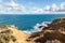 Port aux Princes, Tunisia, Cliffs and Rocks, Mediterranean Sea landscape with beautiful blue sky.