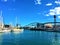 Port of Barcelona, yachts, bridge, water and the sky