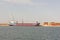 Port of Bari, Puglia, Italy - July 15, 2018, Stack of containers