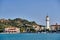 Port and belfry of the Orthodox Cathedral in the capital of Zakynthos island