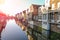 Port and canal embankment in the Dutch town of Gorinchem