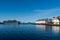 In port of the city of Å lesund on a clear winter day
