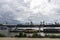 Port with cranes and cruise ships in Hamburg, Germany