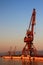 Port cranes in the empty morning harbor of Rijeka, Croatia