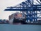 Port of Felixstowe, cranes loading containers onto MSC Aurora container ship