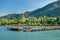 Port ferry boat with concrete ferry pier,Koh Chang, Thailand.