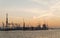 Port of Hamburg Loading Docks and Sunset Panorama
