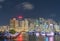 Port in Hong Kong harbor at night