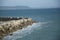 Port with interesting rocks in Spain