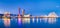 Port of Kobe skyline at night in Kansai, Japan - Panoramic view