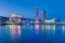 Port of Kobe skyline at night in Kansai, Japan - Panoramic view