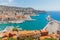 Port and lighthouse of Nice, France, viewed from the Castle Hill