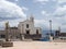 The port of Lipari with a white church, Sicily Italy
