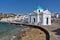 Port of Mikonos Town and church, island of Mykonos, Cyclades Islands