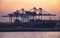 Port of Naples at dawn seen from the sea