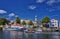 Port and the old lighthouse in WarnemÃ¼nde, Rostock, Germany