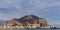 The port in Palermo with Mount Pellegrino and Utveggio Castle