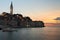 Port of Rovinj in the evening in Croatia