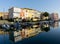 PORT SAPLAYA, VALENCIA, SPAIN - Jul 06, 2019: Beautiful shot of the residential area near the seaport in Port Saplaya, Valencia,