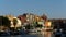 PORT SAPLAYA, VALENCIA, SPAIN - Sep 07, 2019: Greyscale shot of the residential area with a seaport in Port Saplaya, Valencia,