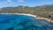 Port of teulada and aerial view of porto tramatzu beach