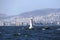 A port in the Turkish city of Izmir wide panorama of high waves