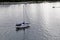 Port of Vancouver, WA, USA. August,23, 2020. Pleasure boats and yachts at the road of the Columbia river.