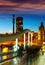 Port Vell with Columbus monument in evening