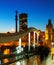 Port Vell with Columbus monument in evening. Barcelona