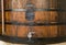 Port wine maturing at wooden barrel, cellar interior in Porto Oporto town