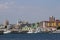 Port with yachts and hotel buildings Nessebar