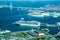 Port of Yokohama from Landmark Tower 20180428 foreign luxury liner three ships simultaneouslys first landed