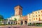 Porta Castello Tower Torre and Gate Terrazza Torrione brick building in old historical city centre of Vicenza