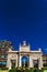 Porta del Mar, a square in the center of Valencia with a large stone construction, with saturated colors