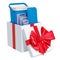 Portable Cool Box inside gift box, gift concept. 3D rendering