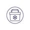 Portable fridge line icon on white