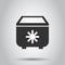 Portable fridge refrigerator icon in flat style. Freezer bag container vector illustration on white background. Fridge business