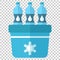 Portable fridge refrigerator with water bottle icon in flat style. Freezer bag container vector illustration on isolated