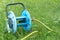 portable garden or watering hose. Water the lawn for grass or lawn growth. Water hose close-up