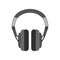 Portable grey headphones icon. Line art isolated illustration