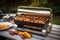 portable grill with hot dogs and buns ready to be cooked on the go