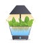 Portable hydroponic aeroponic system for eco-friendly growing of green lettuce, vegetables and herbs. With automatic