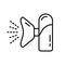 Portable nebulizer icon. Linear logo of medical inhaler. Black illustration of individual device with micro atomization for