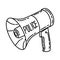 Portable Police Megaphone Icon. Doodle Hand Drawn or Outline Icon Style