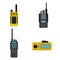 Portable radio icon set, flat style