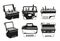 Portable Refrigerators Containers For Storing And Cooling Food And Beverages Isolated Black Vector Icons Set