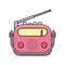 Portable retro radio isolated vector illustration