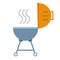 Portable round barbecue flat icon