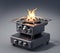Portable travel gas or firewood or coal stove, AI generated 3D, reference model