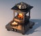 Portable travel gas or firewood or coal stove, AI generated 3D, reference model